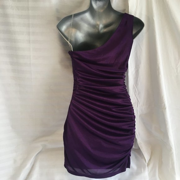 Speechless Club Jr Social Shiny Purple Dress Size S Bodycon Jewel Party Y2K New - Picture 8 of 13